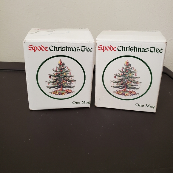 🎄 SPODE Christmas mugs set of 2 Christmas trees like new - Picture 2 of 9